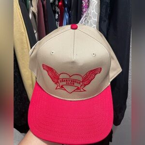 NWT Free People Red and Tan Cap Heartbreak club